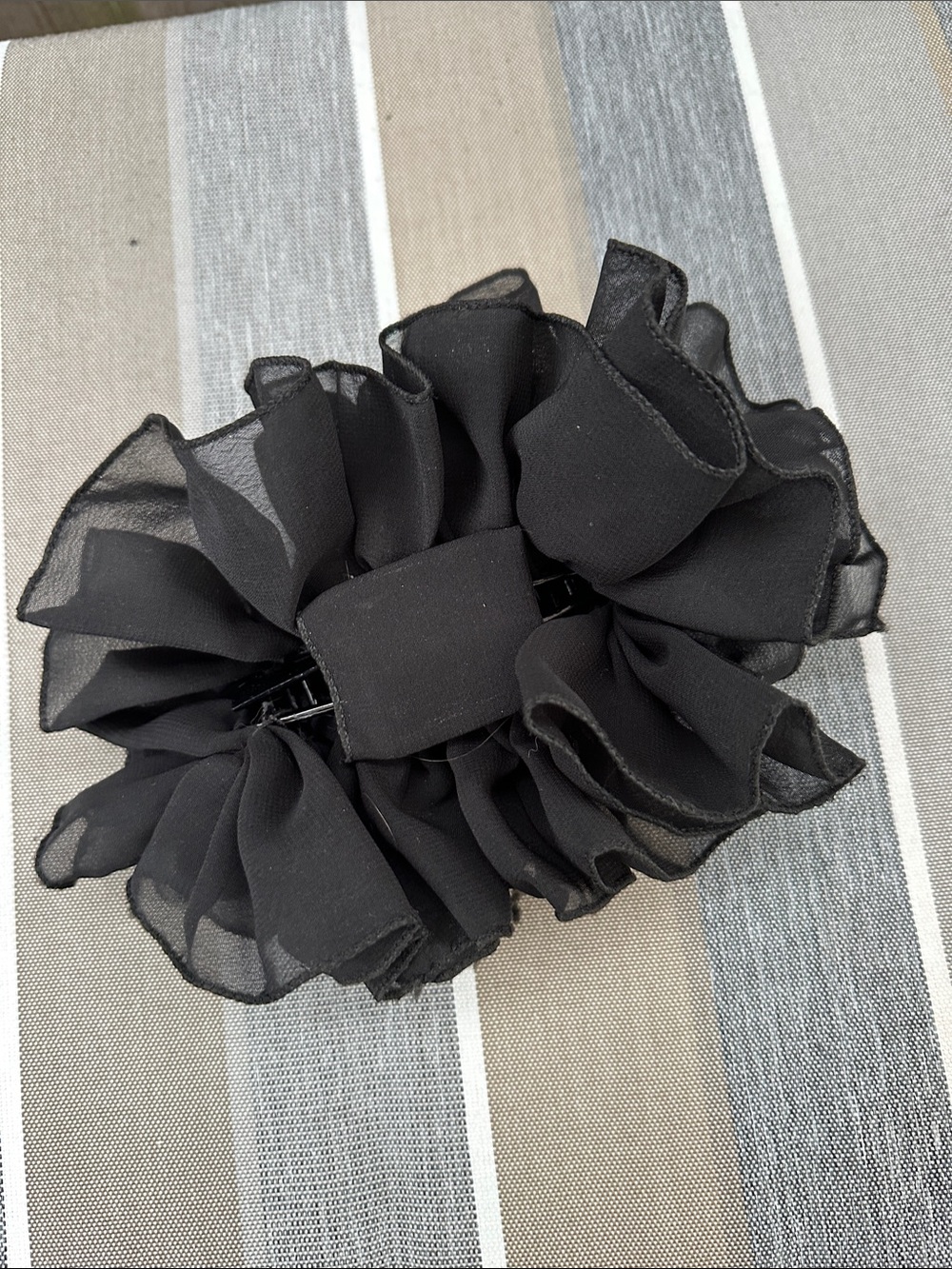 Black Floral Chiffon Hair Clip - Women Accessories